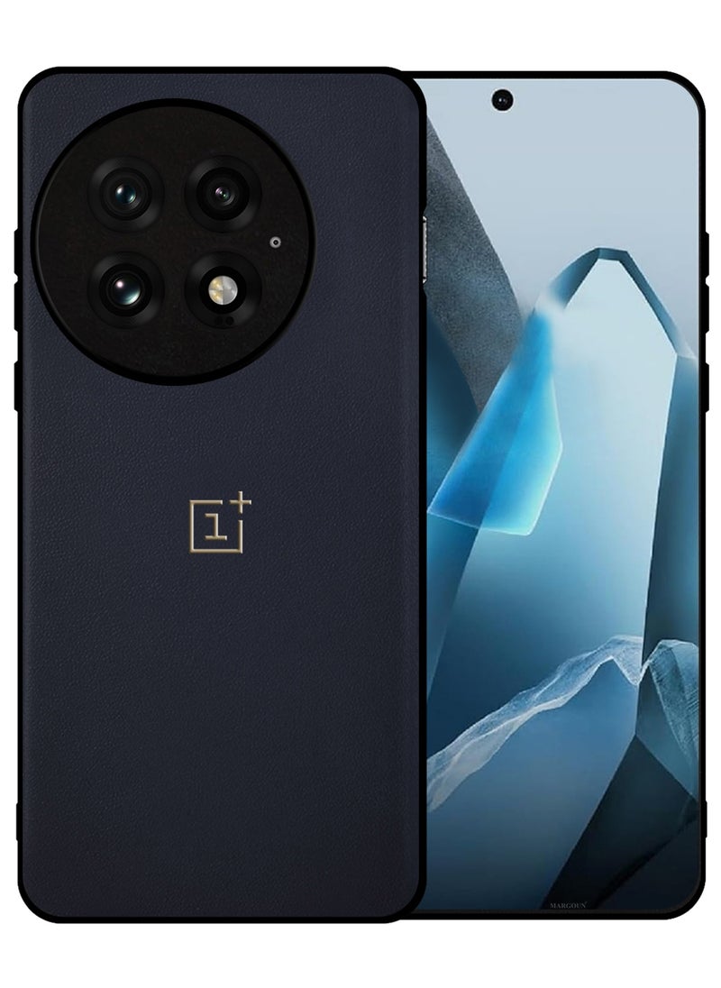 2Packs Case Cover for OnePlus 13 Premium Leather, Elegant Protection, Quad-Camera Precision Cutout with 3D Shockproof Screen Protector - Dark Blue