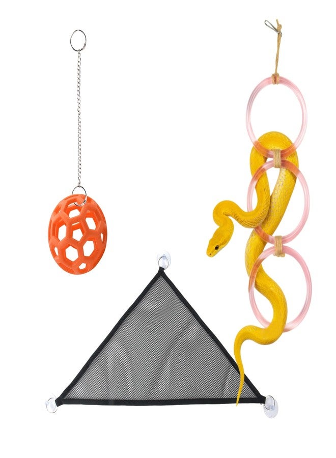NZELSW Snake Enrichment Toys & Reptile Hammock, Snake Ball Toys with Hanging Chain, Climbing Rings for Exercise, Enriched Snake Habitats are Ideal for Ball Pythons, Corn Snakes, Lizards (Pink) - Image 1