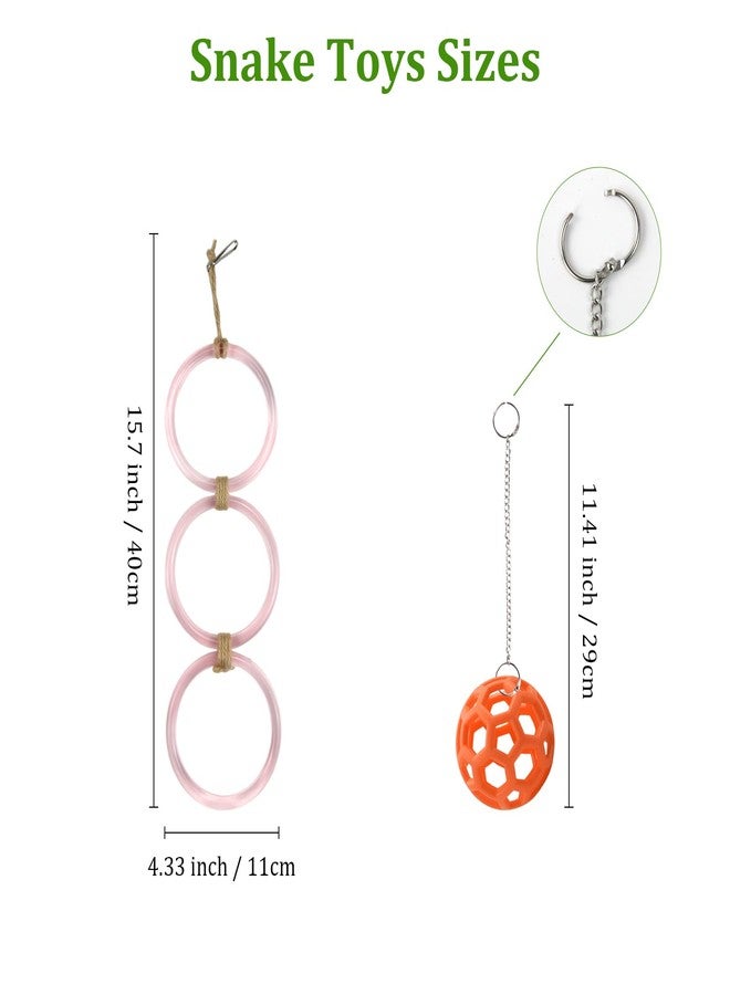 NZELSW Snake Enrichment Toys & Reptile Hammock, Snake Ball Toys with Hanging Chain, Climbing Rings for Exercise, Enriched Snake Habitats are Ideal for Ball Pythons, Corn Snakes, Lizards (Pink) - Image 2