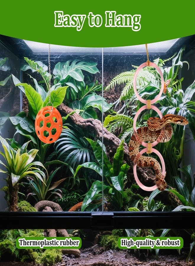 NZELSW Snake Enrichment Toys & Reptile Hammock, Snake Ball Toys with Hanging Chain, Climbing Rings for Exercise, Enriched Snake Habitats are Ideal for Ball Pythons, Corn Snakes, Lizards (Pink) - Image 4