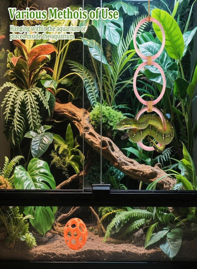 NZELSW Snake Enrichment Toys & Reptile Hammock, Snake Ball Toys with Hanging Chain, Climbing Rings for Exercise, Enriched Snake Habitats are Ideal for Ball Pythons, Corn Snakes, Lizards (Pink) - Image 5