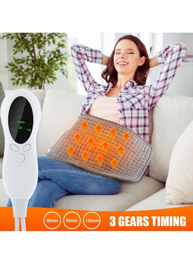 Generic Heating Pad, Electric Heating Pads- Hot Heated Pad for Back Pain 10 Temperature Settings and 3 Timing Settings Dry & Moist Heat Therapy Option - Auto Shut Off Function 30 x 59 cm (Grey)  - Image 1