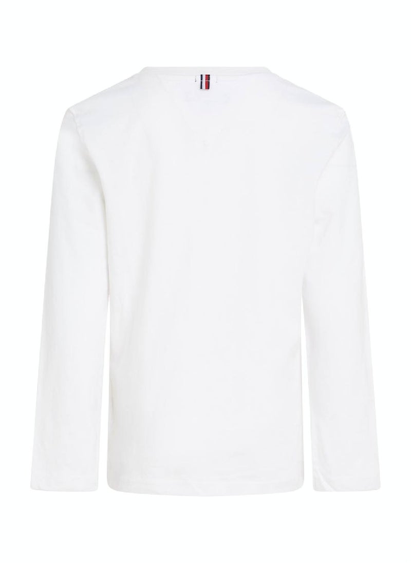 TOMMY HILFIGER - Boys' Long-Sleeve Organic Cotton T-Shirt, White - Image 1