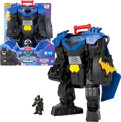 imaginext FisherPrice Imaginext DC Super Friends Batman Flight Mech with Lights Sounds Motion 3inch Action Figure 145inch Toy Includes Launcher Discs - Image 1