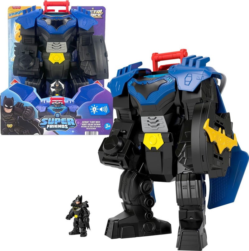 imaginext FisherPrice Imaginext DC Super Friends Batman Flight Mech with Lights Sounds Motion 3inch Action Figure 145inch Toy Includes Launcher Discs - Image 2