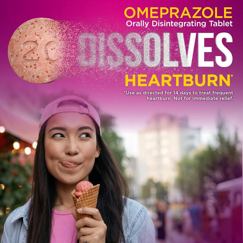 CARE Omeprazole Delayed Release Orally Disintegrating Tablets 20 mg Acid Reducer Strawberry Flavor 14 Count Pack of 2 - Image 3