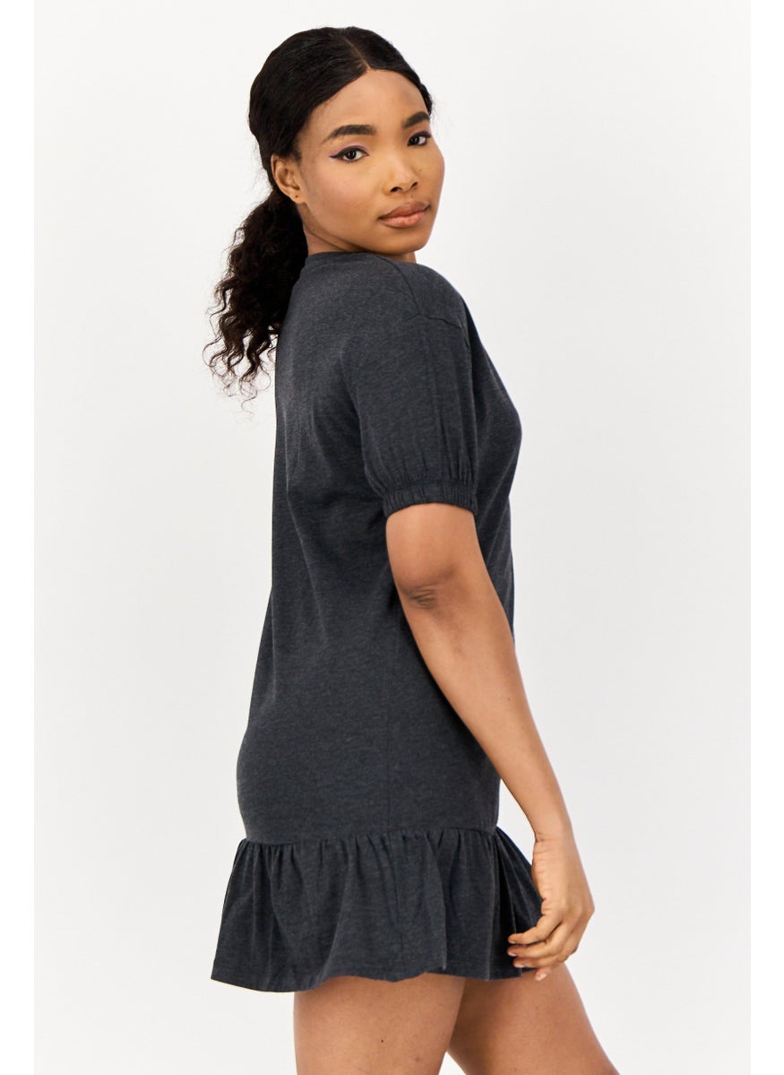 ONLY Women Solid Mini Dress, Grey  - Image 3