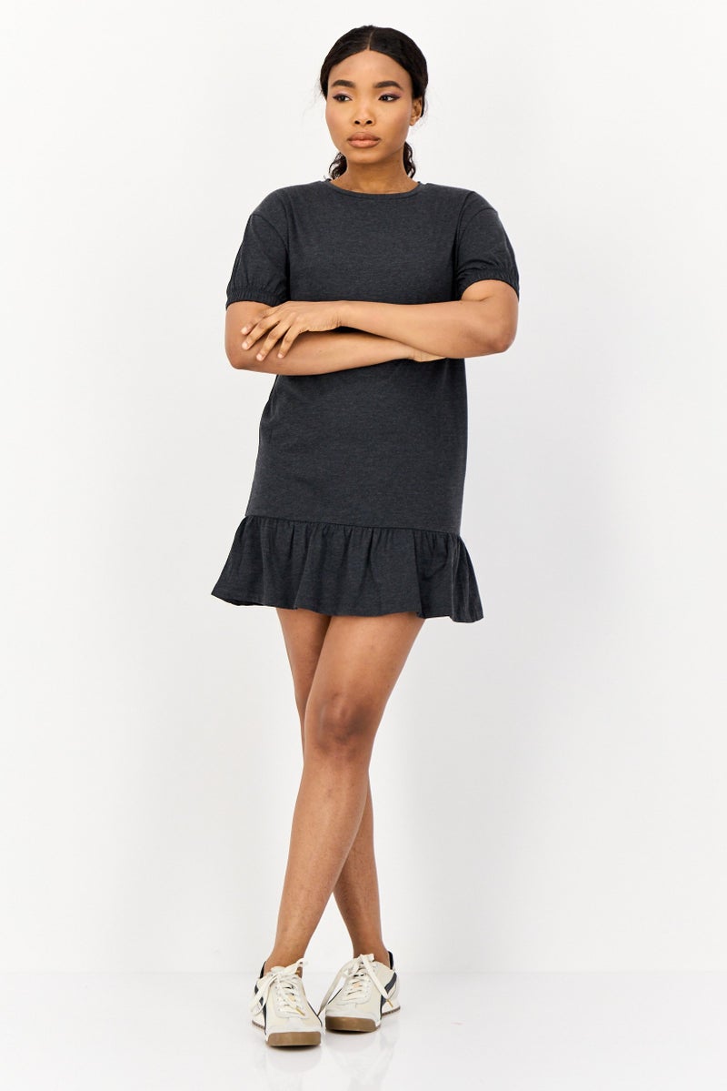 ONLY فستان ميني صلب للنساء، رمادي - Image 2