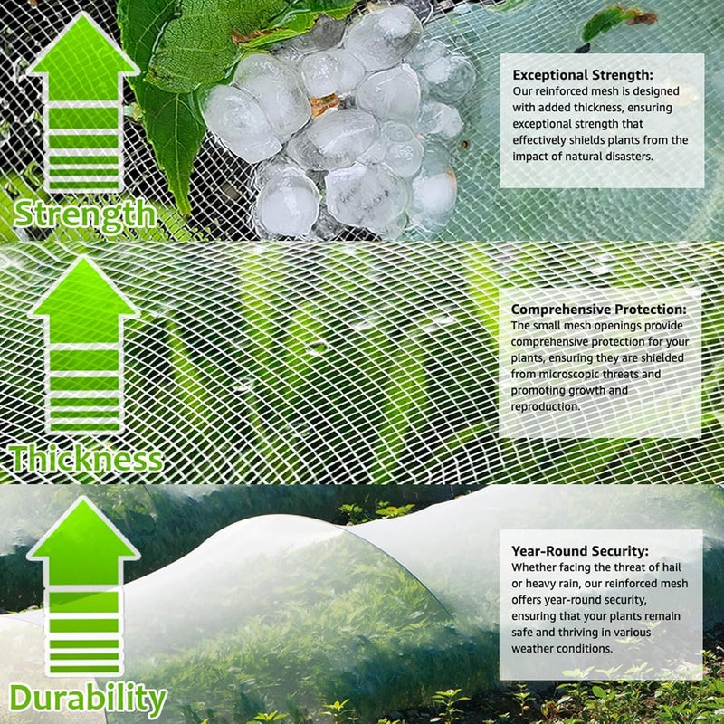 FARAER Garden Pest Barrier Netting, Insect Barrier Net 8x24Ft Ultra Fine Protect Netting Thickened Mesh Net Plant Covers for Vegetable Plants Fruits Greenhouse Row Cover Raised Bed Barrier Screen Bugs Out - Image 2