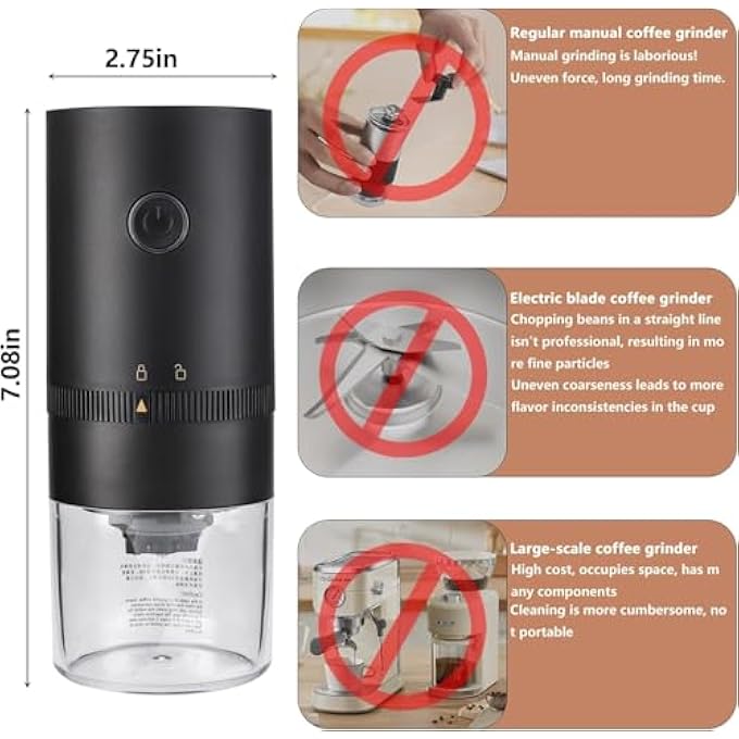 Tazweeq Coffee Electric Small Cordless Coffee Grinder Mini With Multi Grind Setting Portable Coffee Bean Grinder Automatic For CampingDripEspressoPour Over French Press Usb - Image 3
