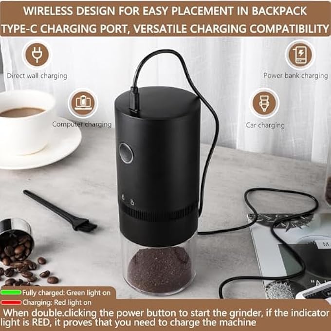 Tazweeq Coffee Electric Small Cordless Coffee Grinder Mini With Multi Grind Setting Portable Coffee Bean Grinder Automatic For CampingDripEspressoPour Over French Press Usb - Image 4