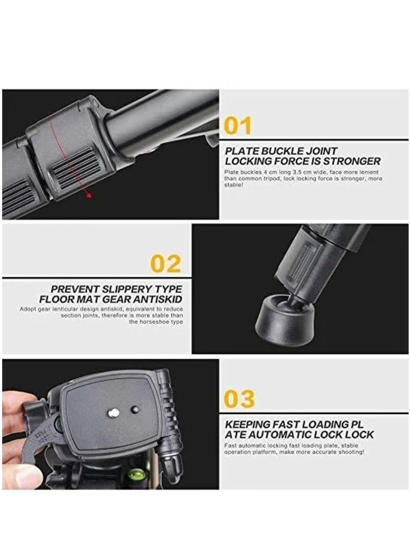 Jmary 2234 Professional Aluminium Alloy Tripod Stand - 3-Way Swivel Pan Head - Image 5