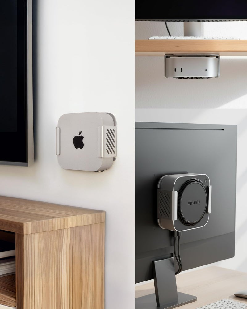 Foamy Lizard Matching Aluminum Under Desk, VESA, Wall Mount for Mac mini M4 | Anti-Scratch Silicone, Solid Metal Holder Bracket, Behind Monitor Stand, Multi-Directional, Easy Power Button Access - Image 2