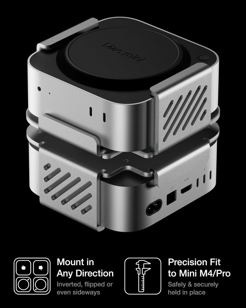 Foamy Lizard Matching Aluminum Under Desk, VESA, Wall Mount for Mac mini M4 | Anti-Scratch Silicone, Solid Metal Holder Bracket, Behind Monitor Stand, Multi-Directional, Easy Power Button Access - Image 4