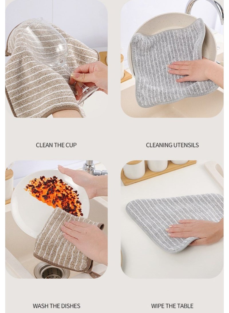 HOMESTAR 4-Pack Microfiber Dish Cloths With Striped Edges, Kitchen Cleaning Towels Absorbent Non-Shedding, Oil-Resistant Hanging Cleaning Rags For Household Use - Image 2
