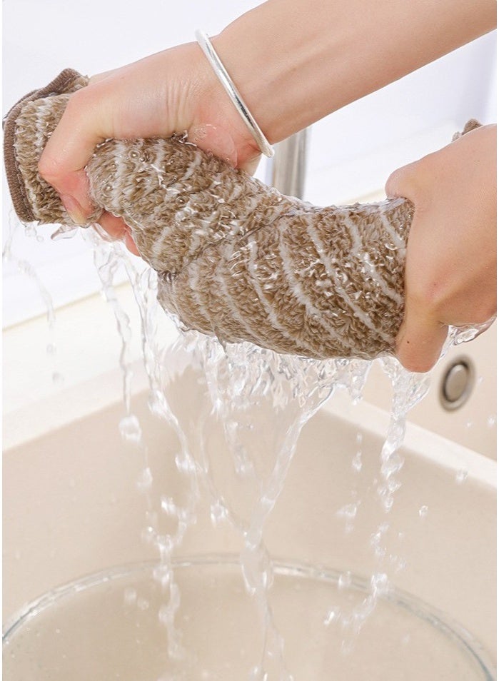 HOMESTAR 4-Pack Microfiber Dish Cloths With Striped Edges, Kitchen Cleaning Towels Absorbent Non-Shedding, Oil-Resistant Hanging Cleaning Rags For Household Use - Image 4