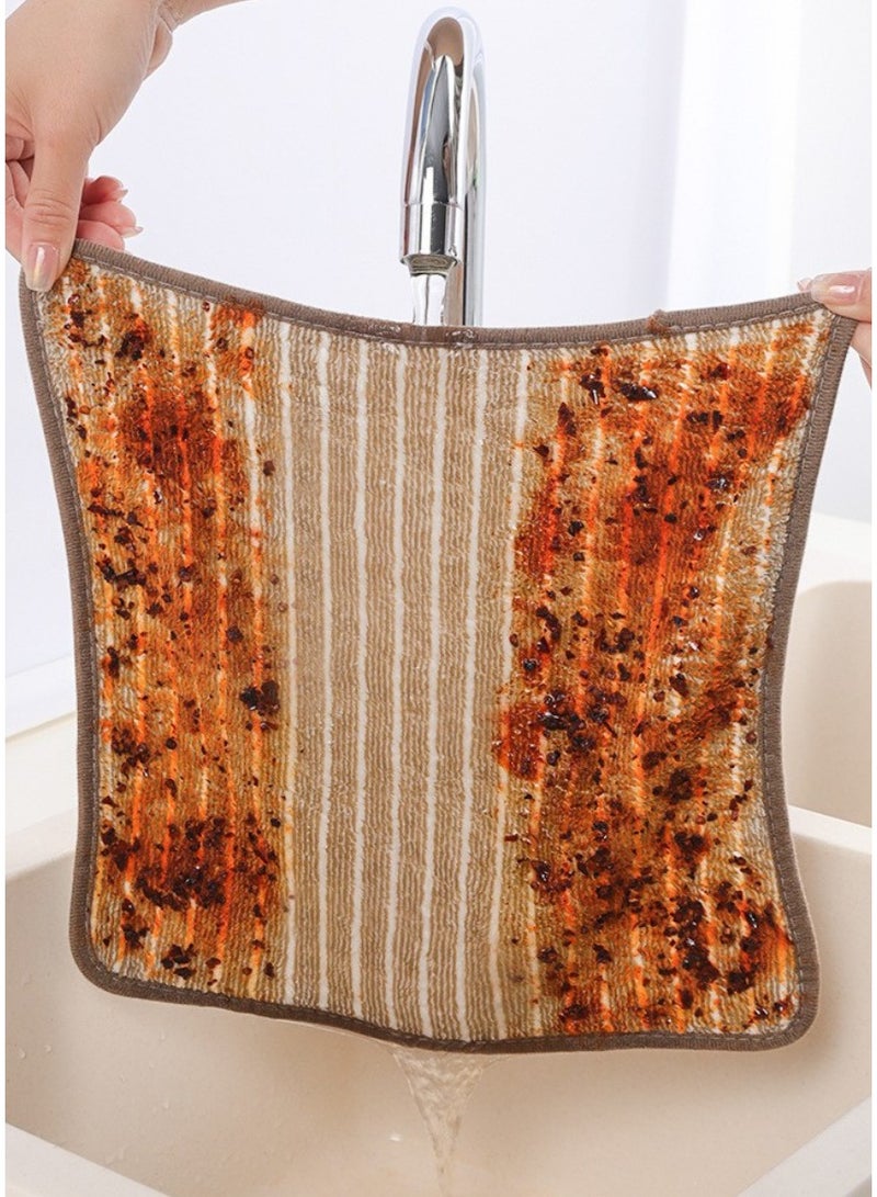 HOMESTAR 4-Pack Microfiber Dish Cloths With Striped Edges, Kitchen Cleaning Towels Absorbent Non-Shedding, Oil-Resistant Hanging Cleaning Rags For Household Use - Image 5