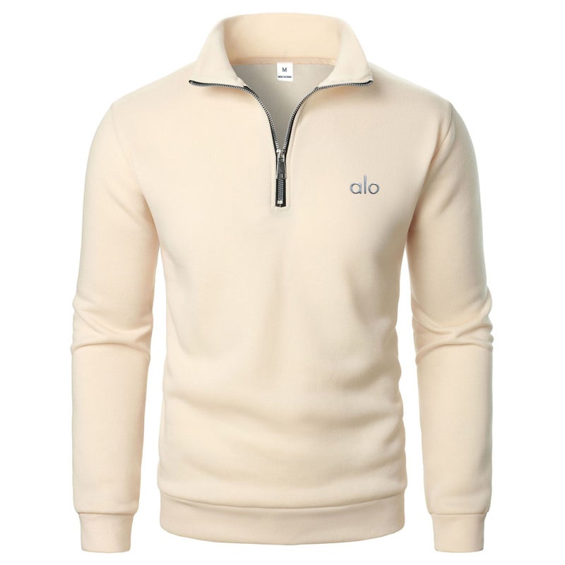 Alo Yoga Men's Half-Zip Stand Collar Sweatshirt, Trendy Simple Loose Fit - Image 1