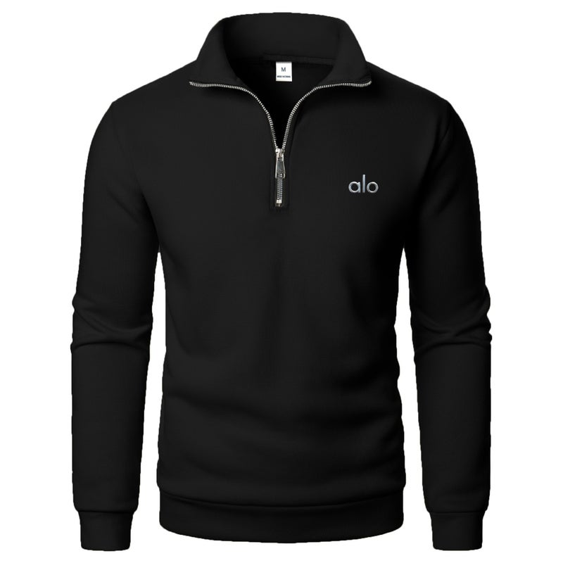 Alo Yoga Men's Half-Zip Stand Collar Sweatshirt, Trendy Simple Loose Fit - Image 2