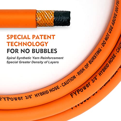 FYPower Air Compressor Hose 3/8 Inch x 25 Feet Hybrid Hose with Fittings, Flexible and Kink Resistant, 1/4" Industrial Quick Coupler and Plug Kit - Image 3