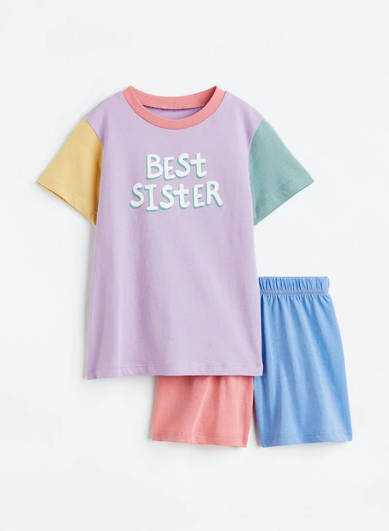 H&M Kids Text Print T-Shirt & Shorts Set