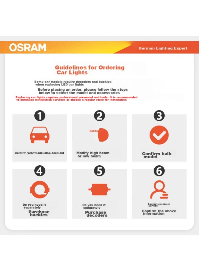 Osram Automotive Led Headlights, Car Bulbs For High And Low Beam, Yechizhe H1, One Pair, 6000k Ultra-bright, 12v/20w - Image 5