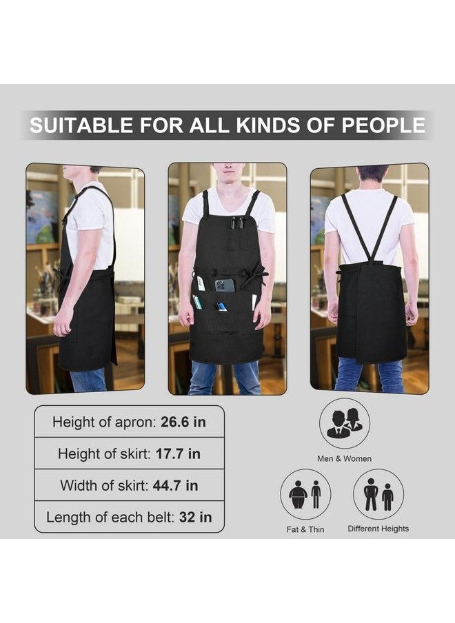 MYLIFEUNIT Artist Apron Adjustable Painting Apron With 10 Pockets For Arts And Craft Black Canvas Pottery Apron For Women Men  - Image 5