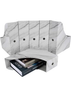 The Bros Magazine File Holder (5 Pack), Sturdy Cardboard Magazine Holder, Cardboard Magazine Rack with Labels, Paper Organizer Storage or Book Bins for Office or Classroom (Marble)  - Image 1
