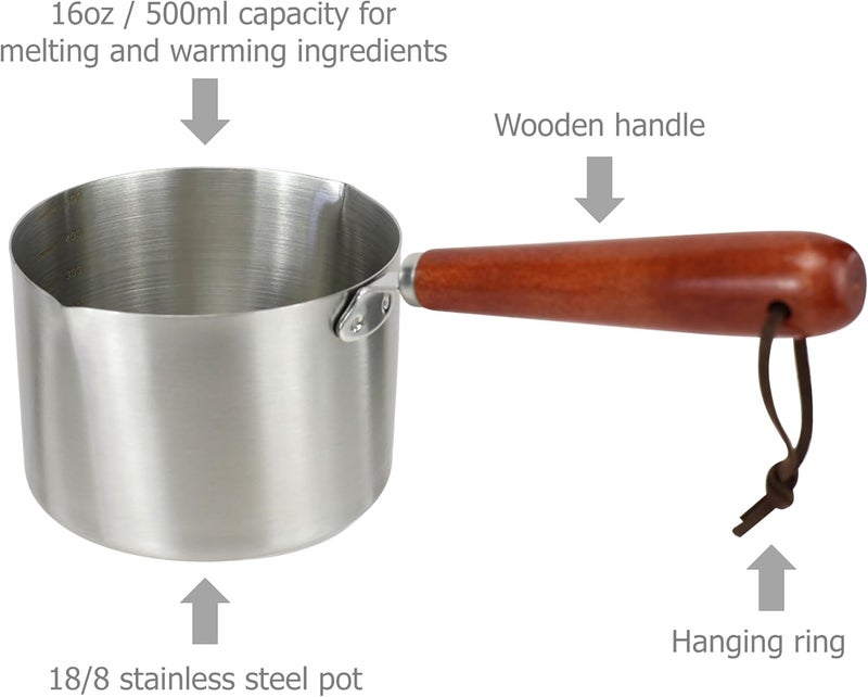 EIKS Stainless Steel Double Boiler Pot Warmer Pan with Heat Resistant Handle for Melting Chocolate Butter Candle & Warming Coffee Milk Tea, Capacity 16oz / 500ml - Image 3