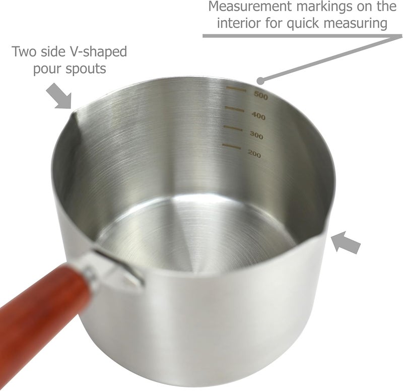 EIKS Stainless Steel Double Boiler Pot Warmer Pan with Heat Resistant Handle for Melting Chocolate Butter Candle & Warming Coffee Milk Tea, Capacity 16oz / 500ml - Image 5