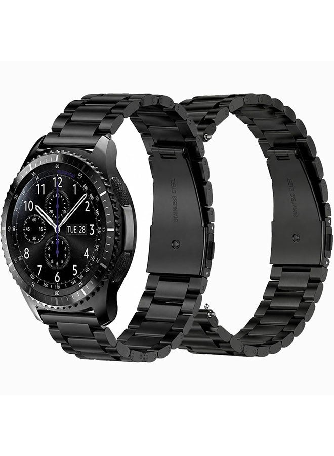 CATANES Quick Release Stainless Steel Watch Band 22mm Replacement Band Clasp Buckle Compatible with Samsung Galaxy Watch 3 45mm/Galaxy Watch 46mm/Gear S3 /Huawei Watch GT 2 46mm Metal Strap - Black