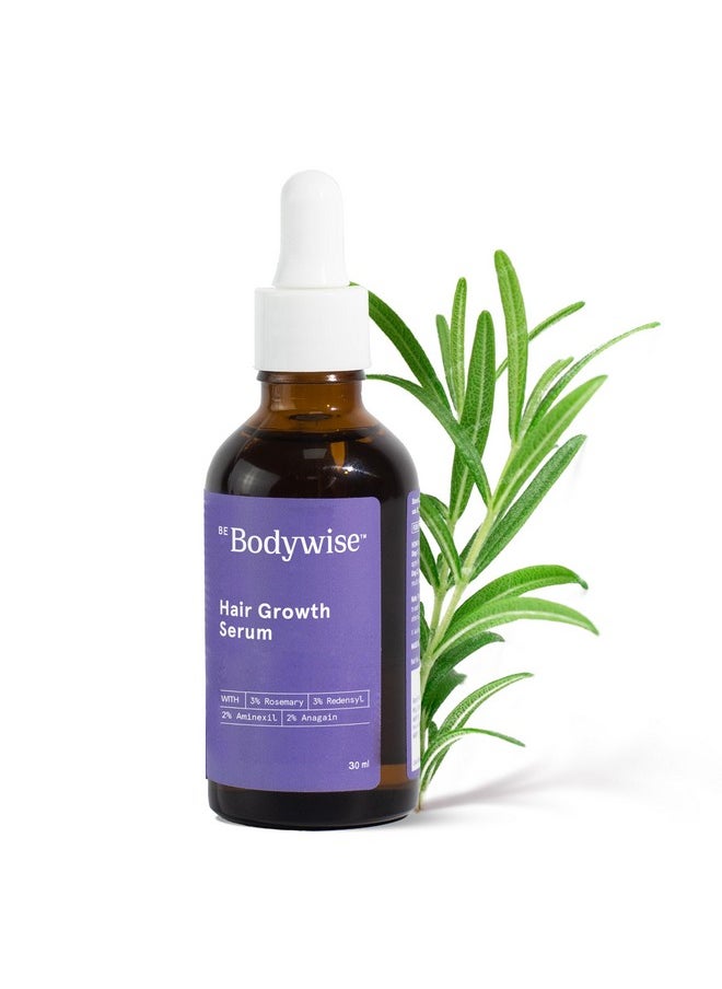 Be Bodywise Be Bodywise 3% Rosemary Hair Serum | With 3% Redensyl, 2% Aminexil, & 2% Anagain | For Thicker & Stronger Hair | Prevents Hair Fall & Stimulates Hair Follicles | For All Hair Types | 30ml  - Image 1
