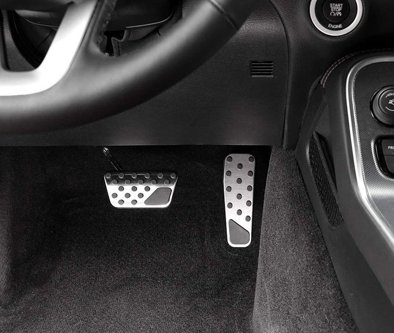 iJDMTOY 2pc Set Track Racing Style Direct Fit Silver Aluminum Foot Pedal Covers Compatible with Dodge Challenger Charger Magnum, Compatible with Chrysler 300 - Image 3