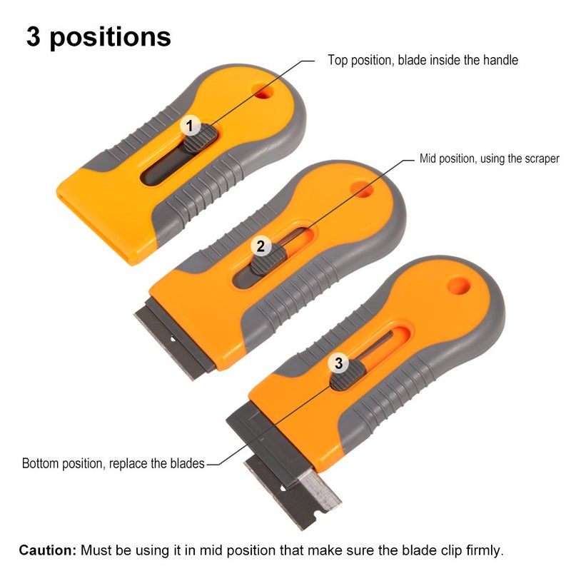 EHDIS Car Sticker Remover Glass Cooktop Razor Scraper with 10pcs Replace Blades for Label,Glue,Paint,Adhesive Remover,Oven Door, Stove Cleaning-Yellow - Image 2