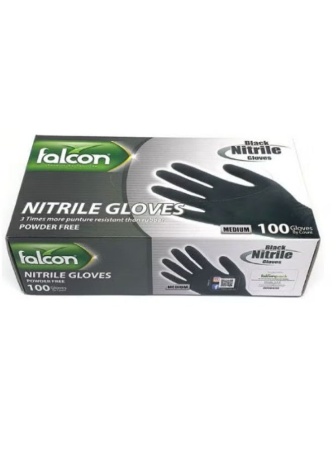 فالكون قفازات النتريل 100 قطعة متوسطة الحجم سوداء 9 بوصة سوداء 9 بوصة - Image 2