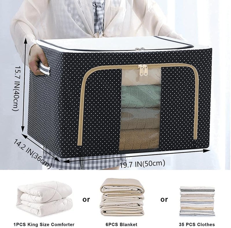 Caltero Foldable Cloth Storage Bag with steel frame for Wardrobe Organizers Home Organization Storage Box for Clothes Wardrobe Storage Organizer Zipper Storage Bag 66 Litre 1 - Image 4
