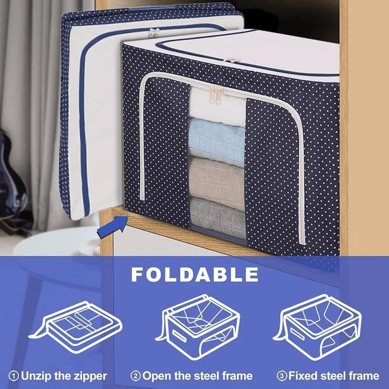 Caltero Foldable Cloth Storage Bag with steel frame for Wardrobe Organizers Home Organization Storage Box for Clothes Wardrobe Storage Organizer Zipper Storage Bag 66 Litre 1 - Image 3