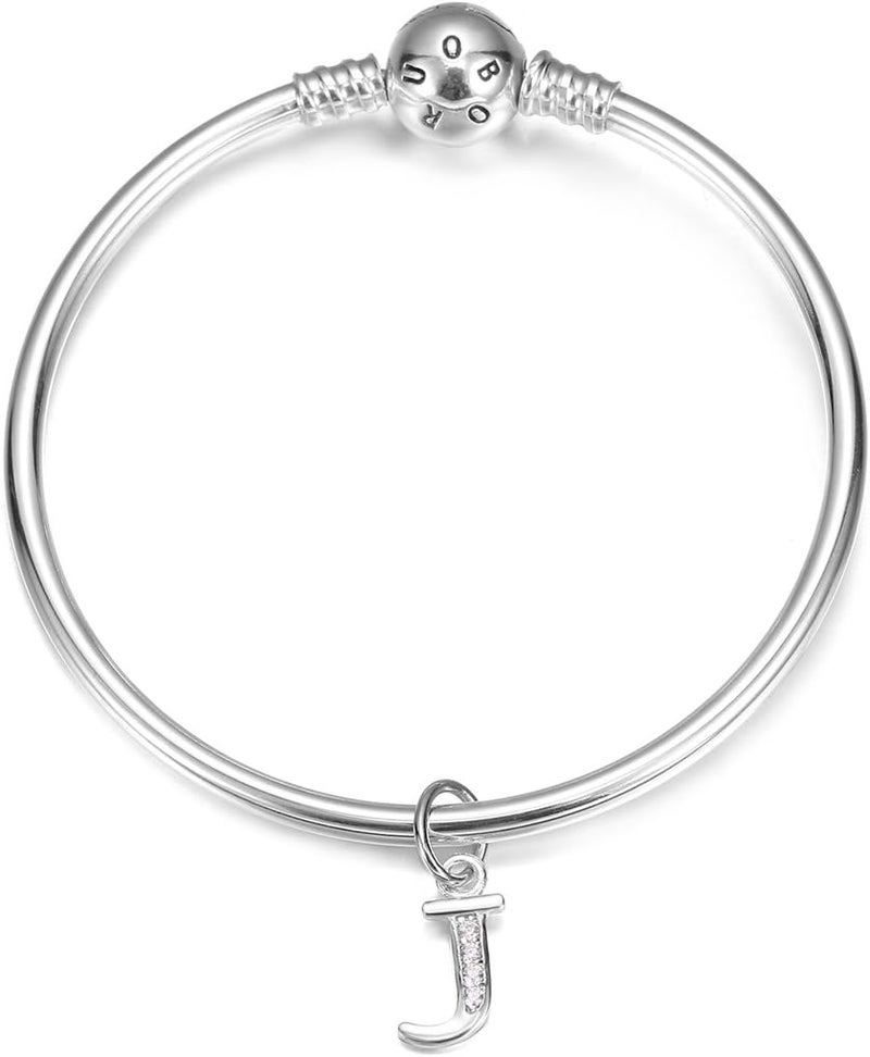 925 Sterling Silver Cubic Zirconia A-Z Initial Letters Alphabet Dangling charms Pendant