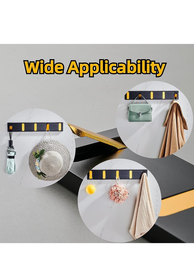 Excefore Folding Coat Hooks Invisible Wall Mounted 5 Towel Hooks Automatic Retractable Rack for Bathroom Kitchen Bedroom Space Saving Modern Foldable Wall Hooks (Black Gold) - Image 5
