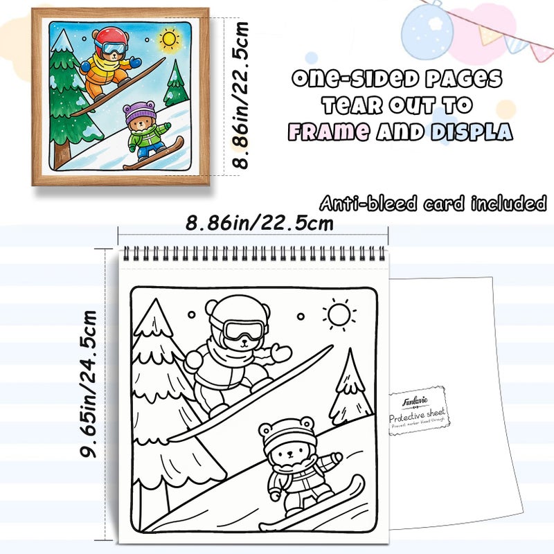 FunLavie Cozy Coloring Book for Adults and Kids â€“ Featuring Fuzzyâ€™s Cute Animal Travel Adventures for Adult Stress Relief, Bold and Easy, Simple Designs for Teen Relaxation, Spiral Bound Design - Image 3