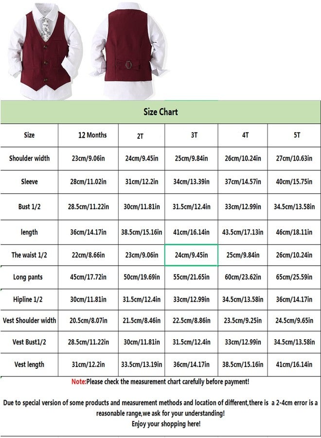 Kimocat Baby Boy Clothes Outfit Suit Long Sleeve Gentleman Tuxedo Vest Wedding Birthday Party Suit (US, Age, 4 Years, Red) - Image 5