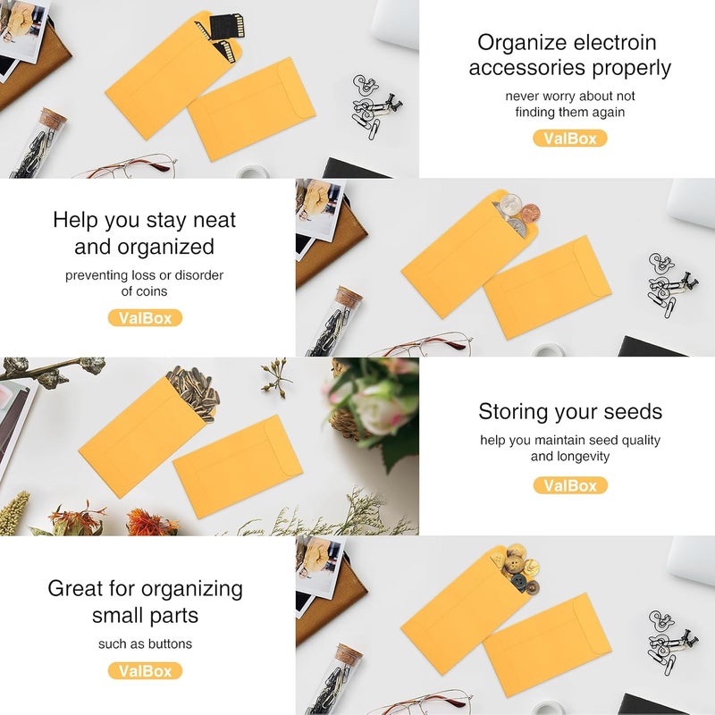 ValBox Coin Envelopes Small Parts Envelope with Gummed Flap for Home, Garden or Office Use, Kraft Seed Envelopes 500 per Box (Brown, 3 (2.5x4.25 Inches)) - Image 4