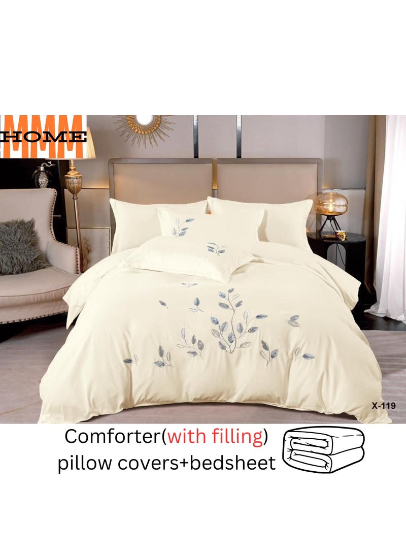 MMM HOME MMM HOME Embroidered 6pcs King size High Cotton Hotel Master Quality Microfiber Bedding Set Comforter/Bedsheet/Pillow covers set  - Image 2