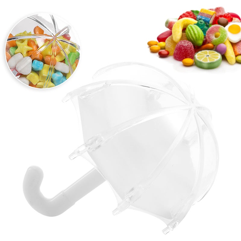 24Pcs Innovative Umbrella Shape Plastic Candy Box Container for Wedding Baby Birthday PartyWhite - Image 1