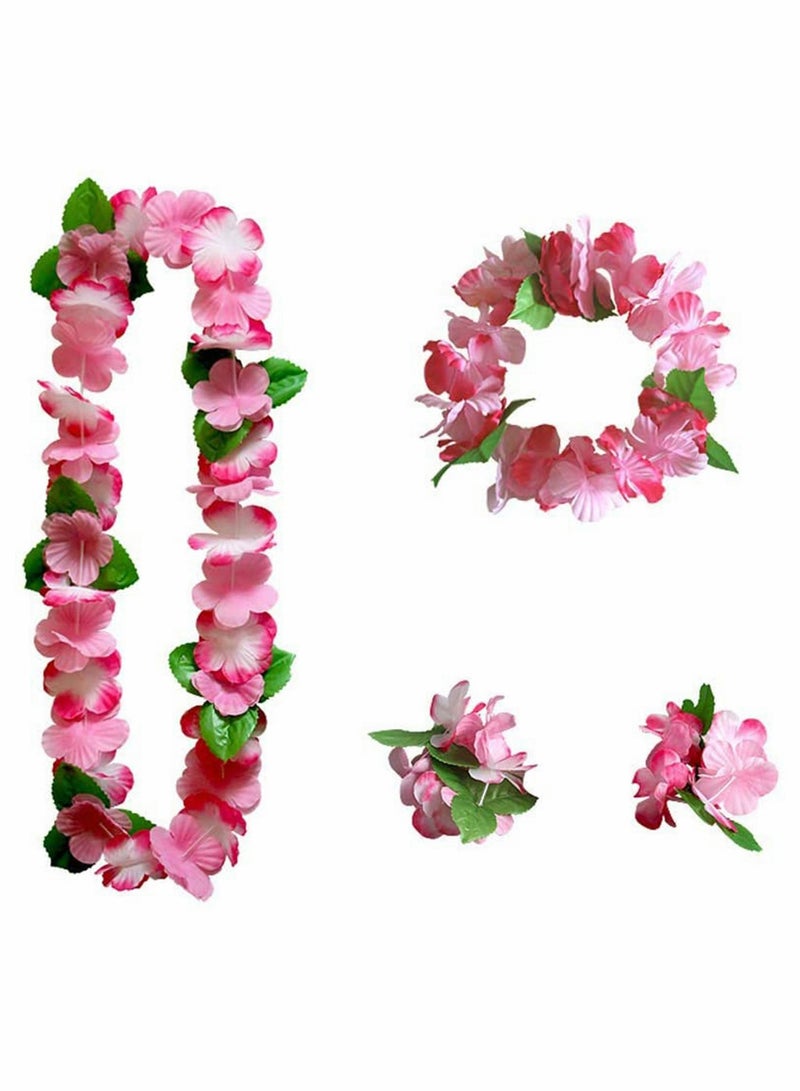 24 PCS Hawaiian Wreath Headband Wristbands Tropical Flower Leaf Hawaii Necklace Headpiece Bracelets Wedding Vacation Summer Beach Carnival Party Garland Decorations - Image 5