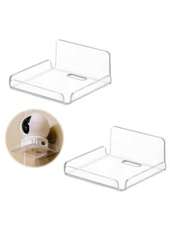 YOUGE Acrylic Small Wall Shelf Set of 2 for Security Cameras, Speakers, Baby Monitors, Floating Shelves Easy to Install No Drill (Clear)  - Image 1
