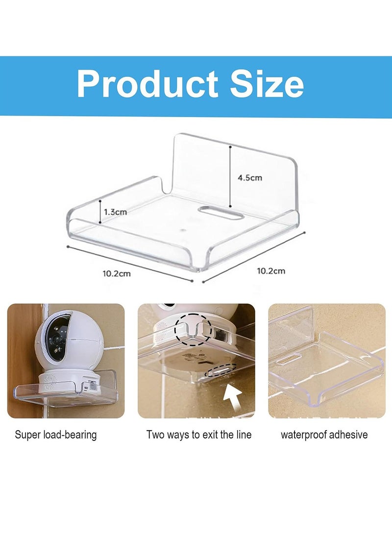 YOUGE - Acrylic Small Wall Shelf Set of 2 for Security Cameras, Speakers, Baby Monitors, Floating Shelves Easy to Install No Drill (Clear) - Image 1