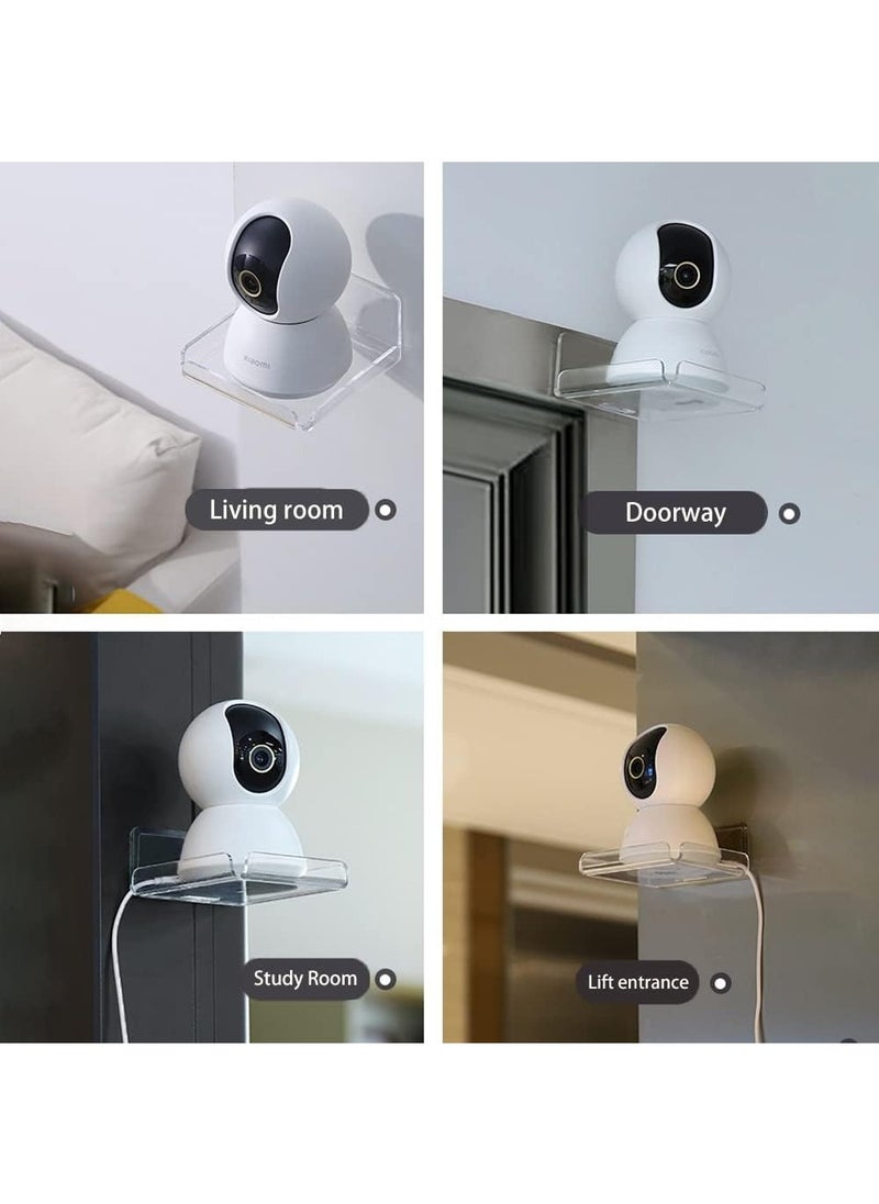 YOUGE - Acrylic Small Wall Shelf Set of 2 for Security Cameras, Speakers, Baby Monitors, Floating Shelves Easy to Install No Drill (Clear) - Image 1