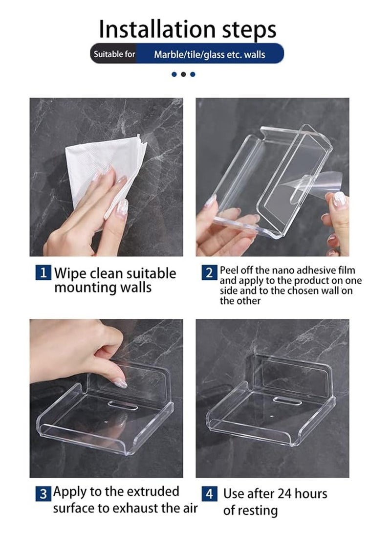 YOUGE - Acrylic Small Wall Shelf Set of 2 for Security Cameras, Speakers, Baby Monitors, Floating Shelves Easy to Install No Drill (Clear) - Image 1