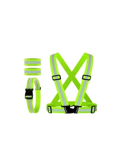Reflective Vest, Reflective Glow Belt with 2Pack Reflector Armbands, Adjustable Elastic Safety Vest Outdoor Reflective Belt High Visibility, Ultralight & Comfy for Running, Jogging, Walking, Cycling,